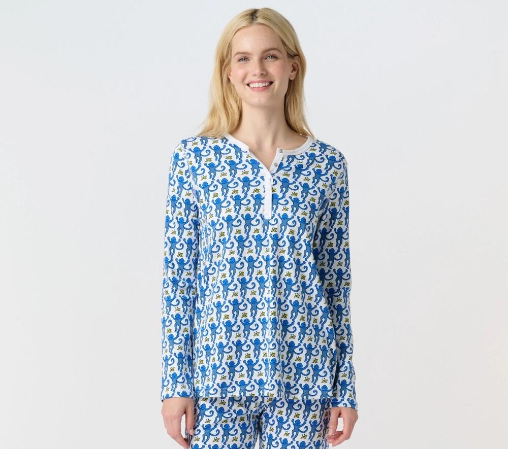 NWOT Roller Rabbit Blue Monkey Pajama Top